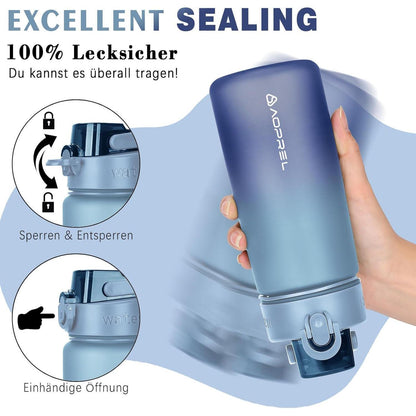 Trinkflasche 600ml BPA-frei Tritan Farbverlauf Hellblau Dunkelblau
