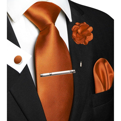 Herren Krawatten-Set mit Accessoires – Orange