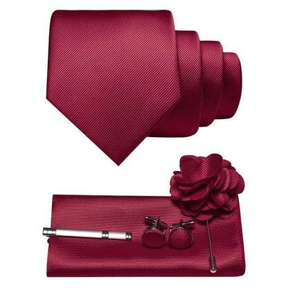 Herren Krawatten-Set mit Accessoires – Weinrot