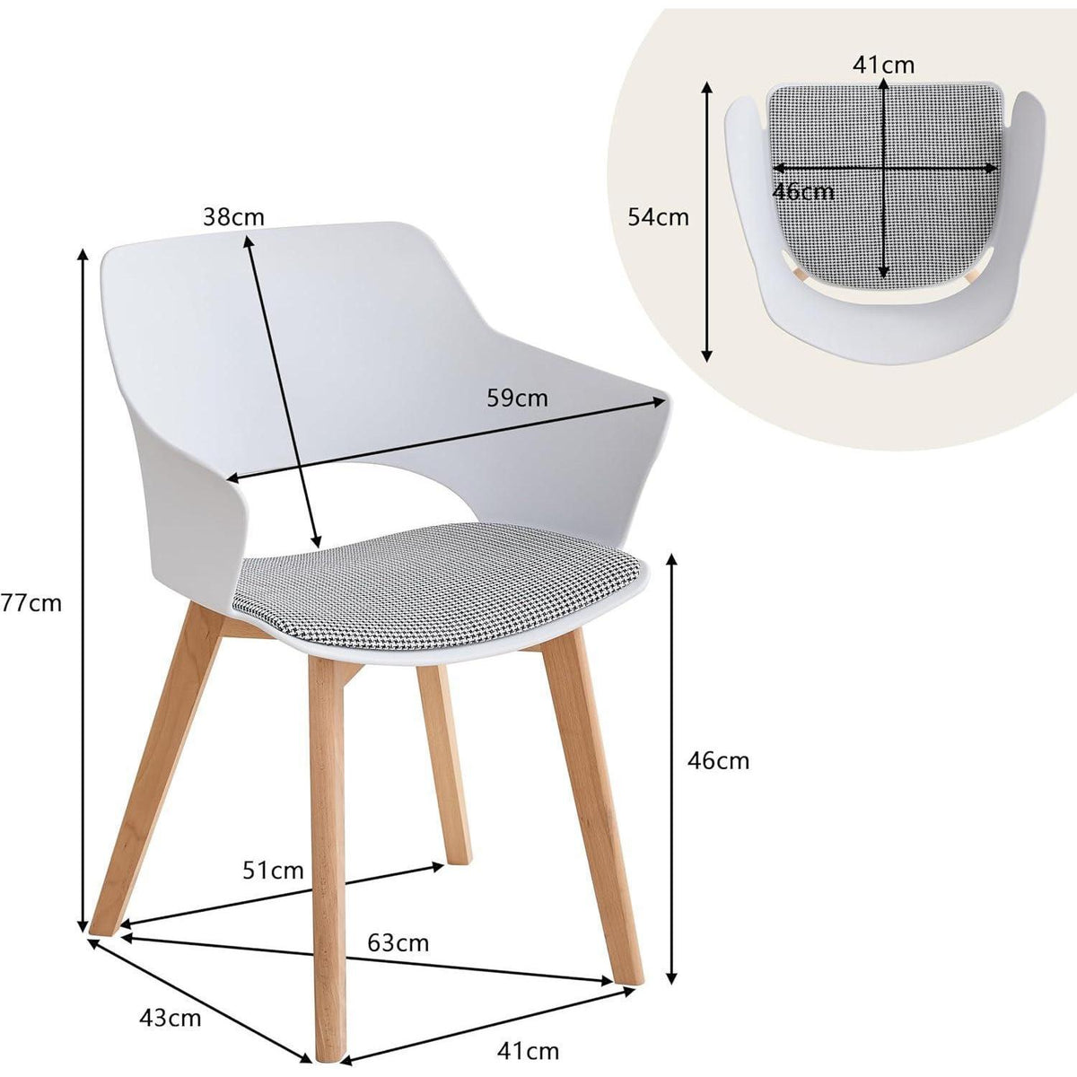 8 Esszimmerstühle Modern Skandinavisch mit Armlehnen Weiß