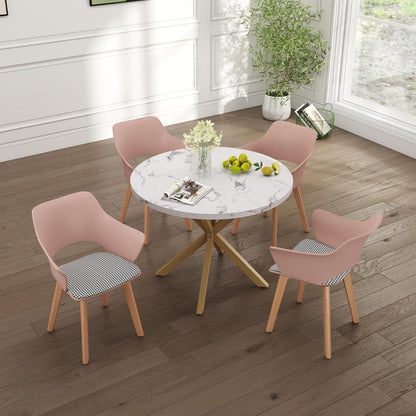 Skandinavische Esszimmerstühle 8er-Set mit Armlehnen Rosa