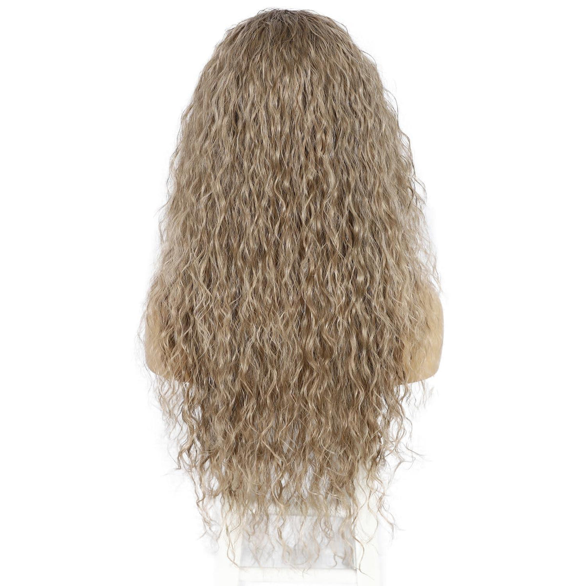 Lockige Ombre Braun Lace Front Perücke Synthetisch 26 Zoll