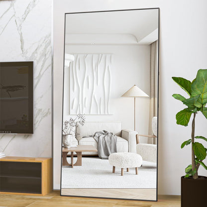 Großer Standspiegel 193x86cm – Schwarz, Boden Spiegel für Schlafzimmer