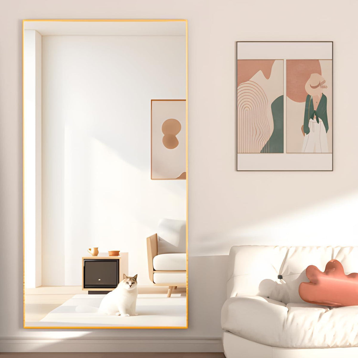 Großer Standspiegel 193x86cm – Goldener Rahmen, Ganzkörper
