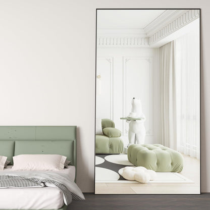 Großer Standspiegel 198x96cm – Schwarz, Boden Spiegel für Schlafzimmer