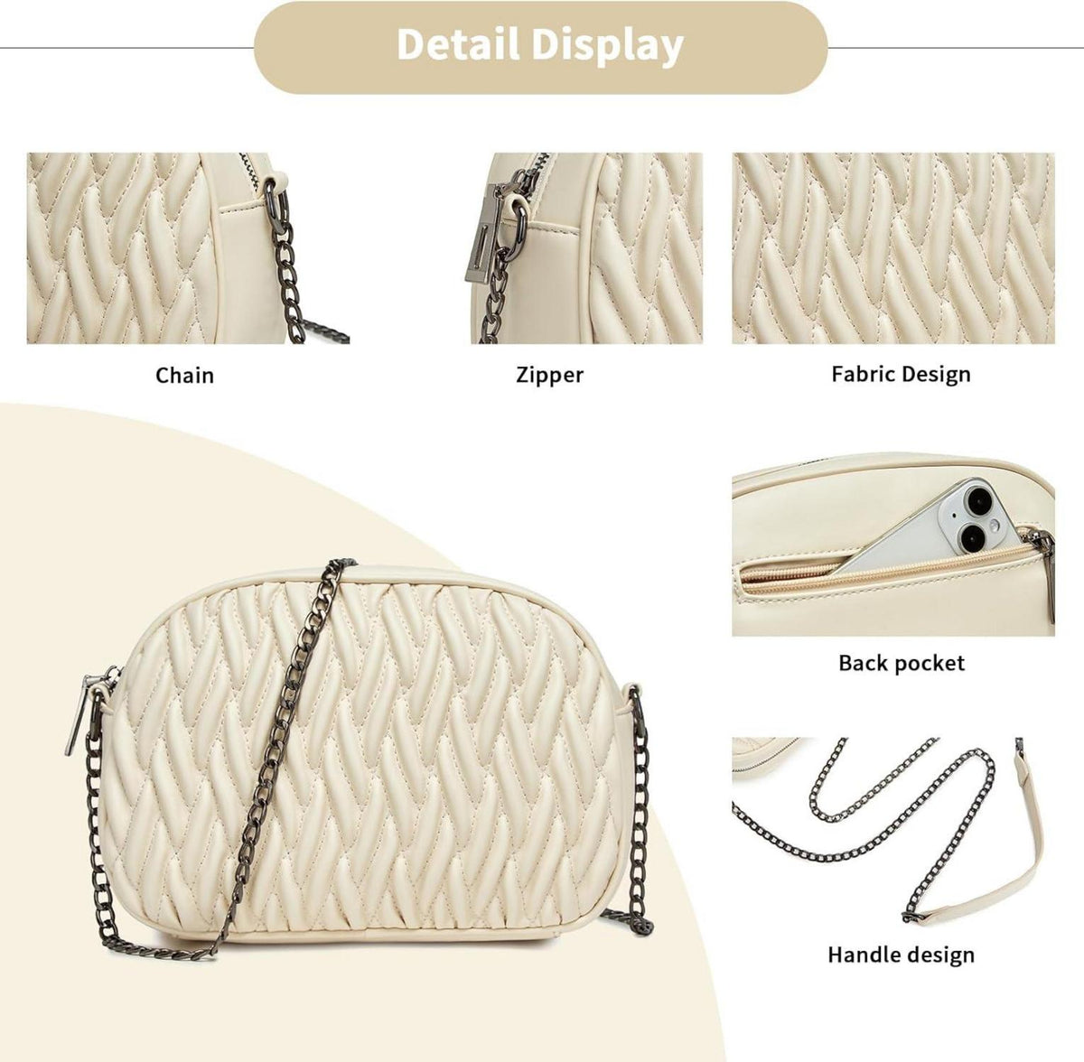 Umhängetasche Damen Crossbody Bag Mittelgroß Goldene Hardware