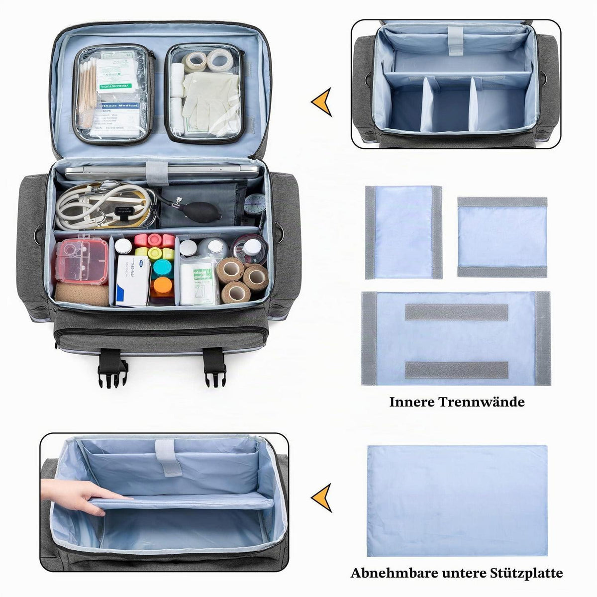 Medizinische Tasche mit Trolley – Erste-Hilfe-Tasche für Pflegekräfte