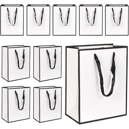 Geschenktüten Kraftpapier 10 Stück mit Henkel 18x10x23 cm Weiß