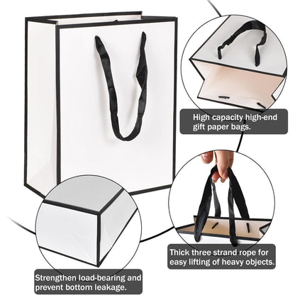 Geschenktüten Kraftpapier 10 Stück mit Henkel 18x10x23 cm Weiß
