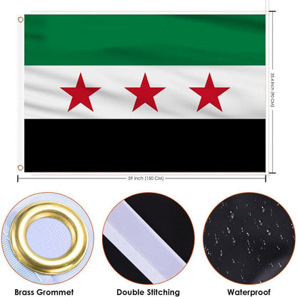 Syrische Flagge 150x90cm mit Ösen – Nationalfeiertag Deko
