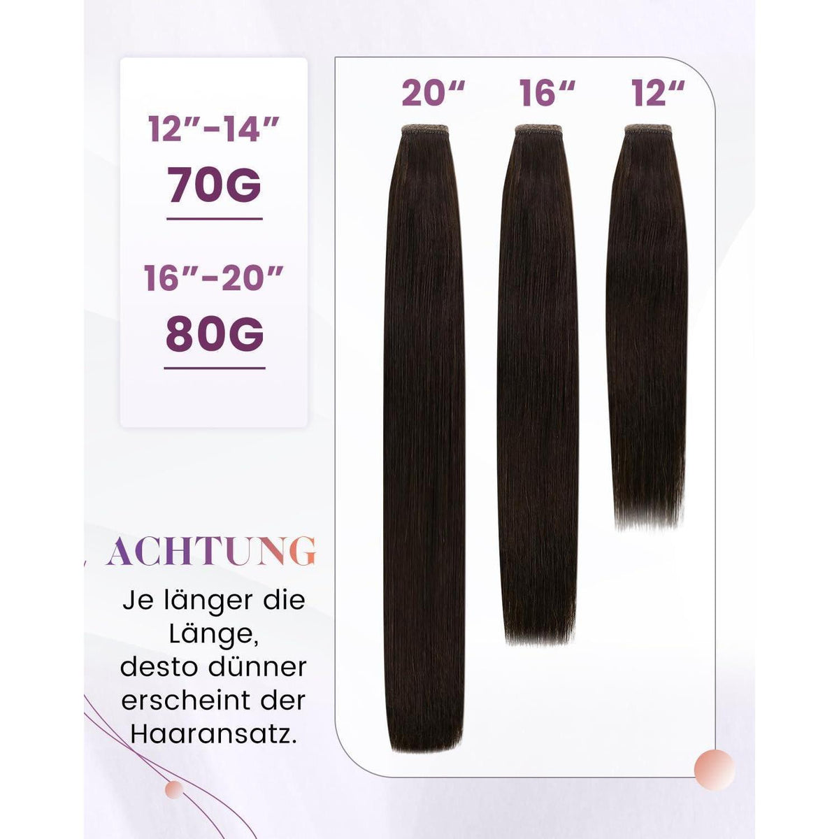 Echthaar Zopfbraut Braun – Haarverlängerung 50cm