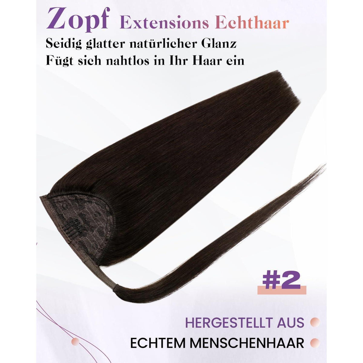 Echthaar Zopfbraut Braun – Haarverlängerung 50cm