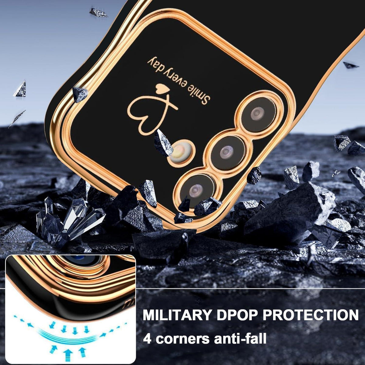 Handyhülle für Samsung S23, Mädchen Niedliche Wellen, Galvanisiert, Schwarz