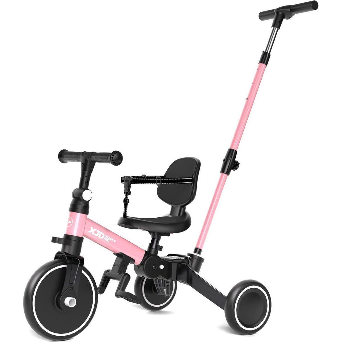 5-in-1 Kinderdreirad Laufrad ab 1 Jahr mit Schubstange Rosa Blau