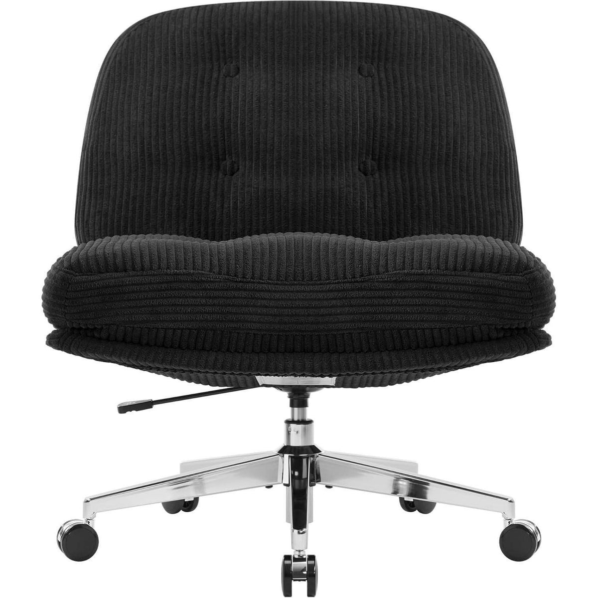 Ergonomischer Bürostuhl ohne Armlehnen, Schneidersitz-Sessel, Kordsamt, Schwarz