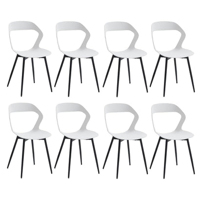 8er Set Nordische Esszimmerstühle mit Metallbeinen – Weiß + Schwarz