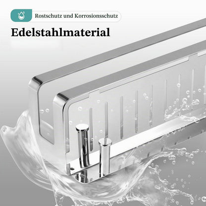 Edelstahl Duschablage mit Haken – Badezimmer Organizer 40cm
