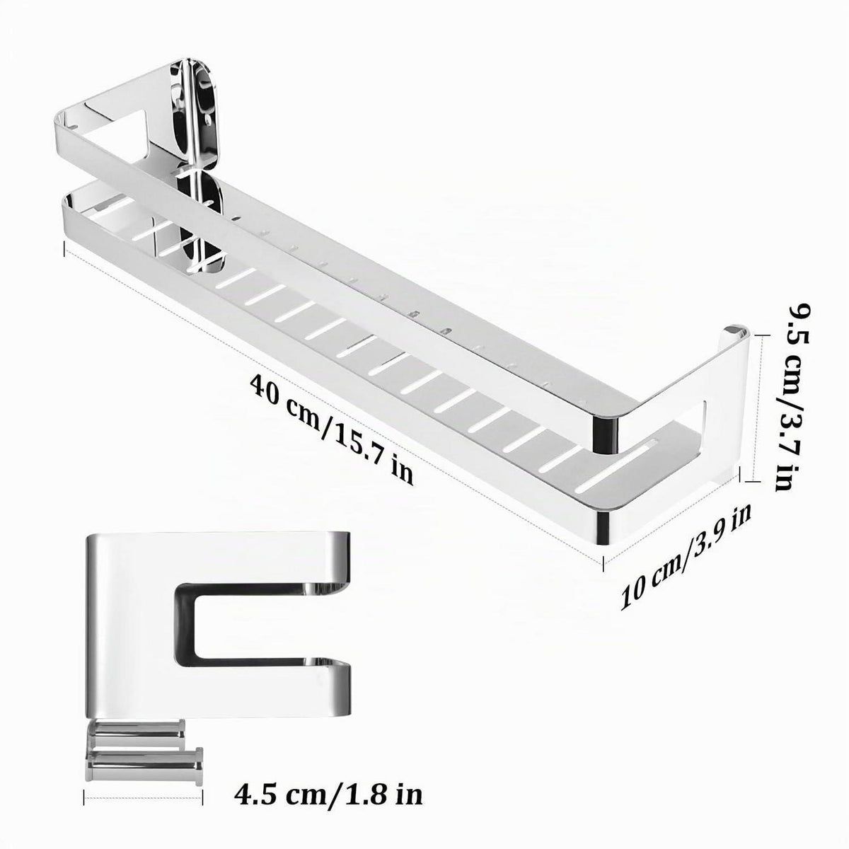 Edelstahl Duschablage mit Haken – Badezimmer Organizer 40cm