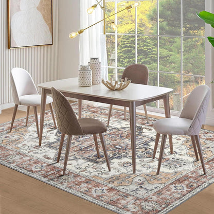 Vintage Teppich 200x300cm – Weicher Kurzflor Wohnzimmerteppich Ziegelrot