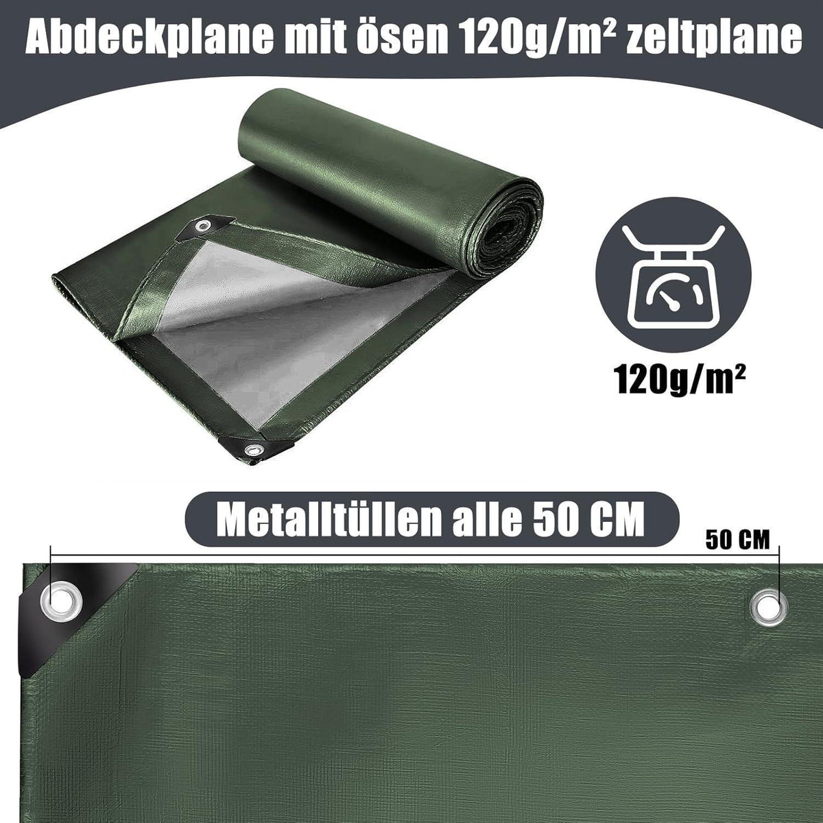 Wasserdichte Abdeckplane 5x8m – Grün, Robust & Vielseitig
