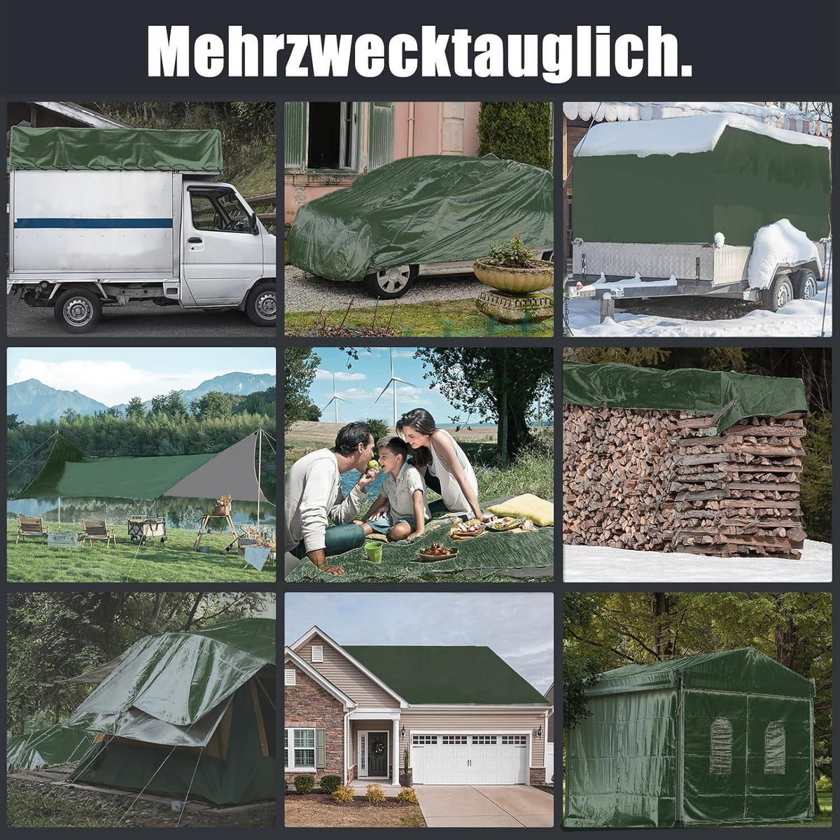 Wasserdichte Abdeckplane 5x8m – Grün, Robust & Vielseitig