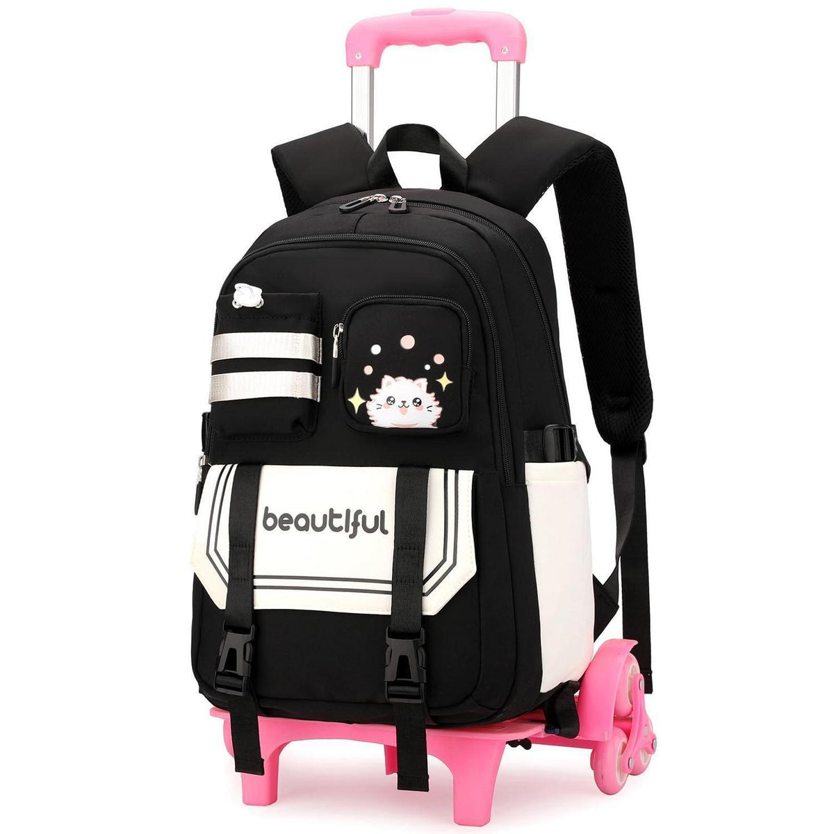 Schultrolley Rucksack Mädchen mit 6 Rädern & Trolleyfunktion
