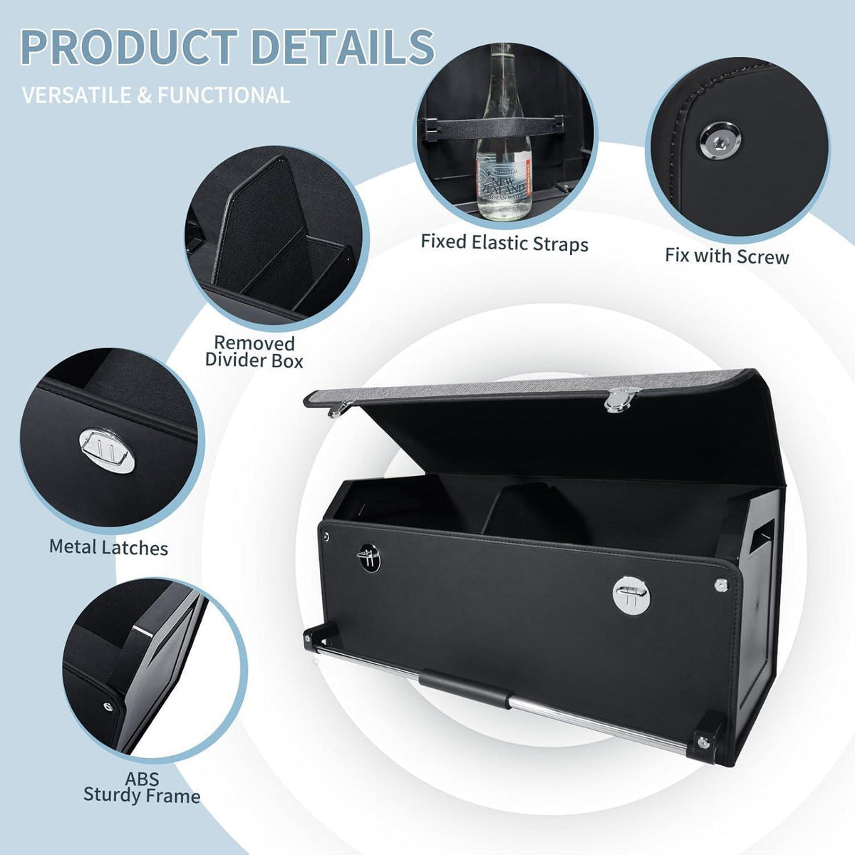 Auto Kofferraum Organizer mit Deckel – Wasserdichte Box 60L in Lederoptik