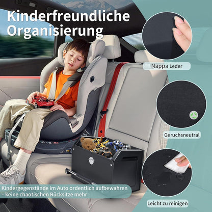 Auto Kofferraum Organizer mit Deckel aus Nappa Leder – 37L Schwarz