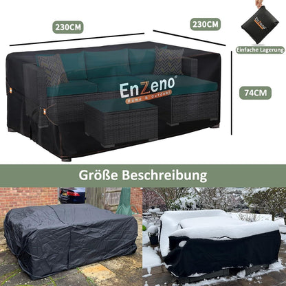 Wasserdichte Gartenmöbel Abdeckung 230x230x90cm für Loungemöbel