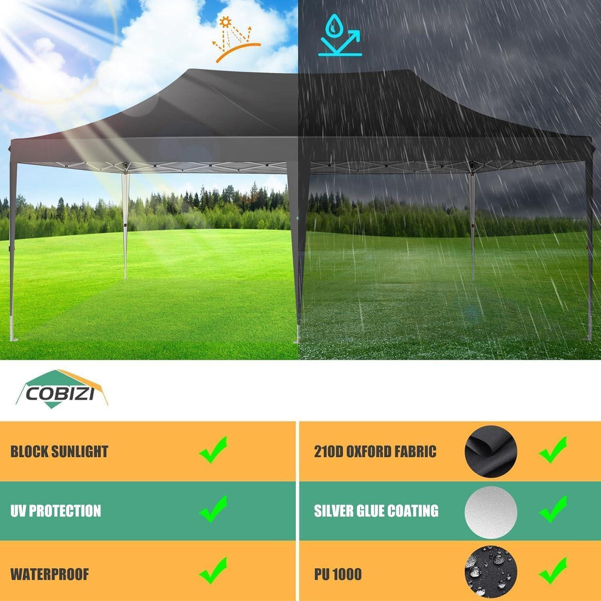 Faltpavillon 3x6m mit Seitenteilen – Wasserdicht & Stabil