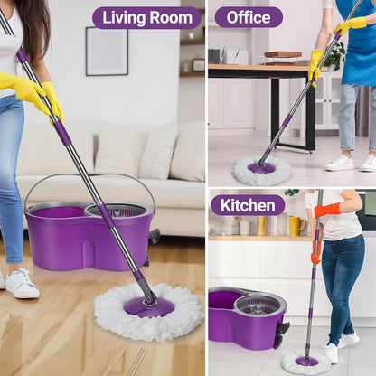Professionelles Wischmopp Set mit Eimer und Teleskopstiel, 3 Mikrofaser