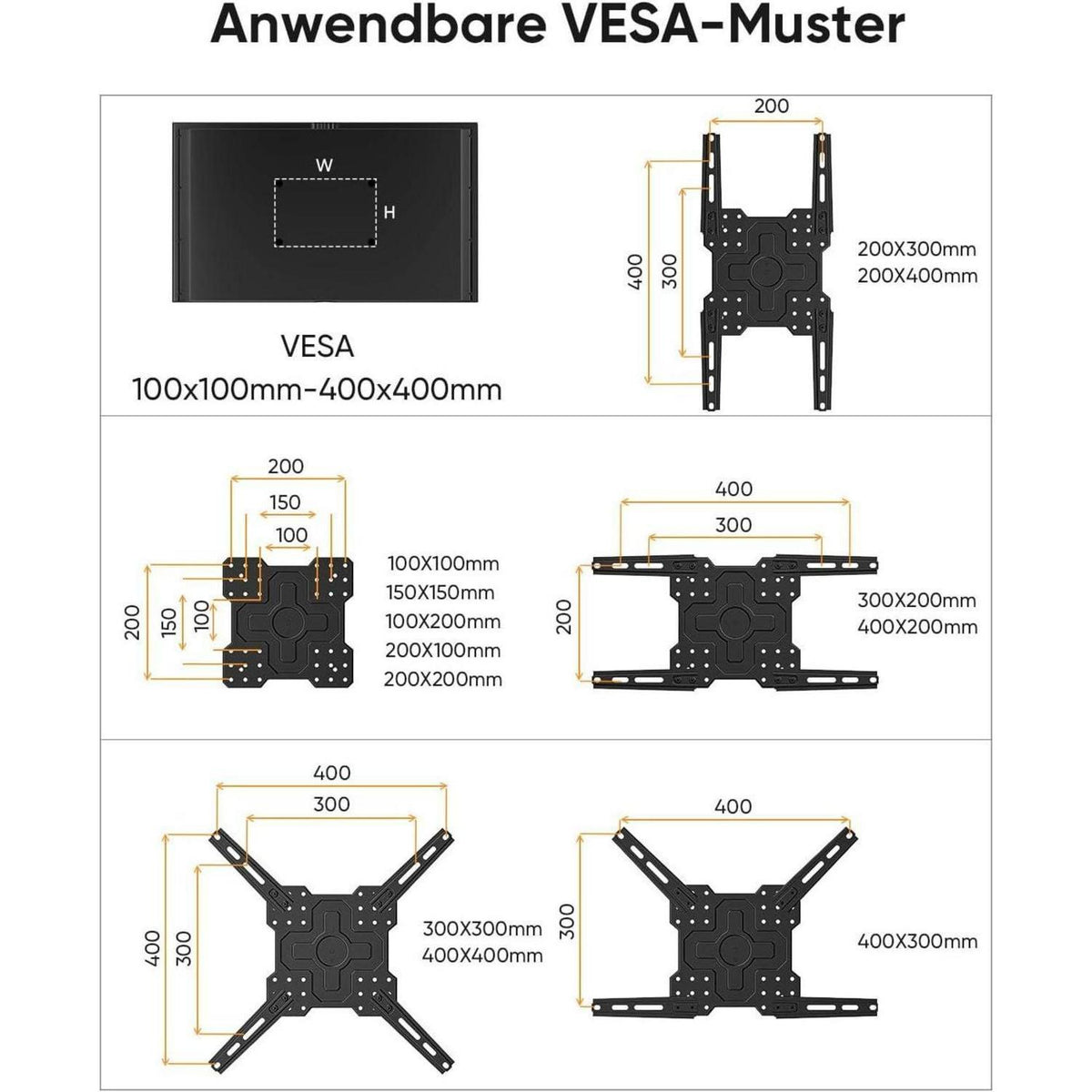 TV Wandhalterung 1035mm Schwenkbar, Neigbar, Drehbar für 26-65 Zoll TVs