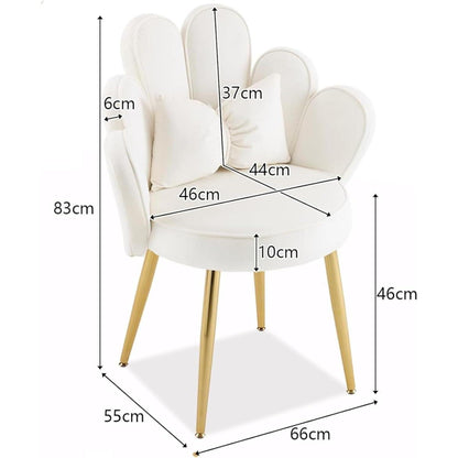 Samt Sessel mit Fußstütze – Weiß, Petal Rückenlehne