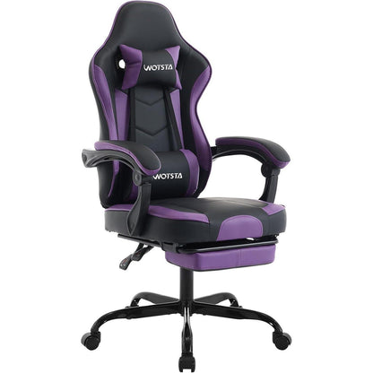 Ergonomischer Gaming Stuhl mit Fußstütze SchwarzViolett
