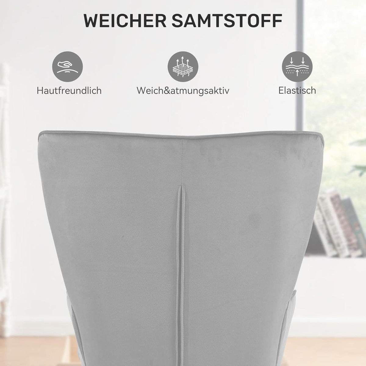 Loungesessel mit Hocker, Samt Grau – Modernes Wohnzimmer Sofa
