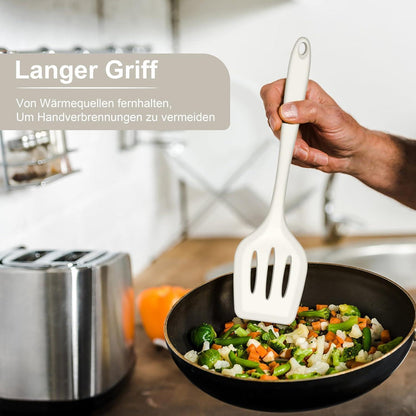Silikon Küchenhelfer Set 6-teilig, Antihaft & Hitzebeständig, Weiß
