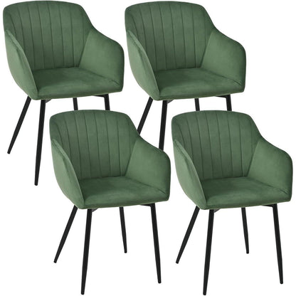 Esszimmerstühle 4er Set mit Armlehne, Samt, Grün