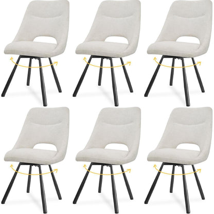 Drehbare Esszimmerstühle 6er Set – Kaschmir-Stoff, Beige