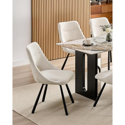 Drehbare Esszimmerstühle 6er Set – Kaschmir-Stoff, Beige