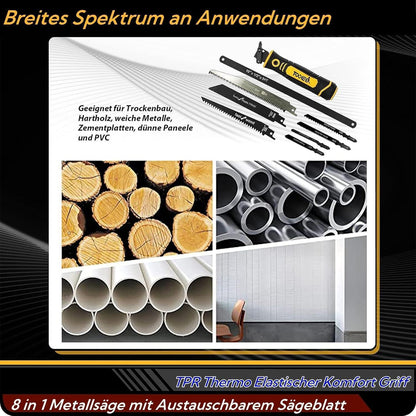 8-in-1 Metallsäge Set mit 8 Sägeblättern, ergonomisch