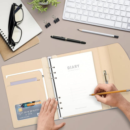 A5 Binder Notizbuch 6 Ring Journal Planer in Lederoptik