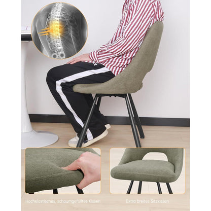 Drehbare Esszimmerstühle Set 6 – Bequeme Polsterstühle Graugrün