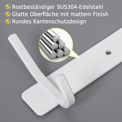 Edelstahl Kleiderhaken Leiste Wandmontage 3 Haken Weiß