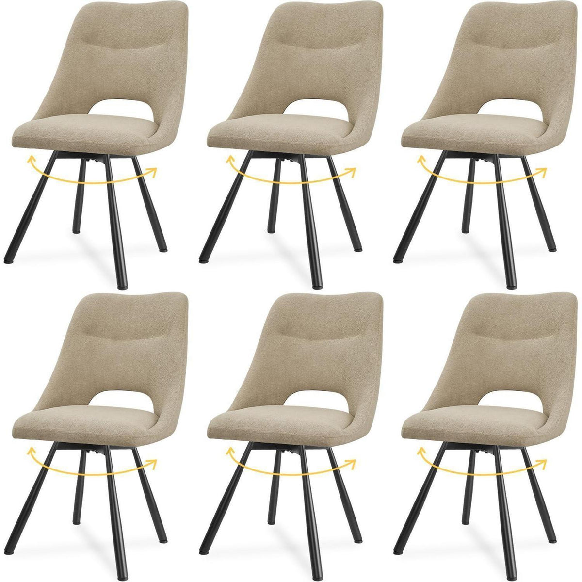 Drehbare Esszimmerstühle 6er Set – Bequeme Polsterstühle Khaki