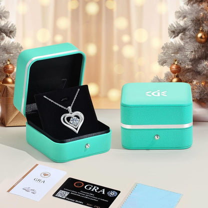 Silber Herz Halskette Damen Moissanite 1 Karat Geschenk