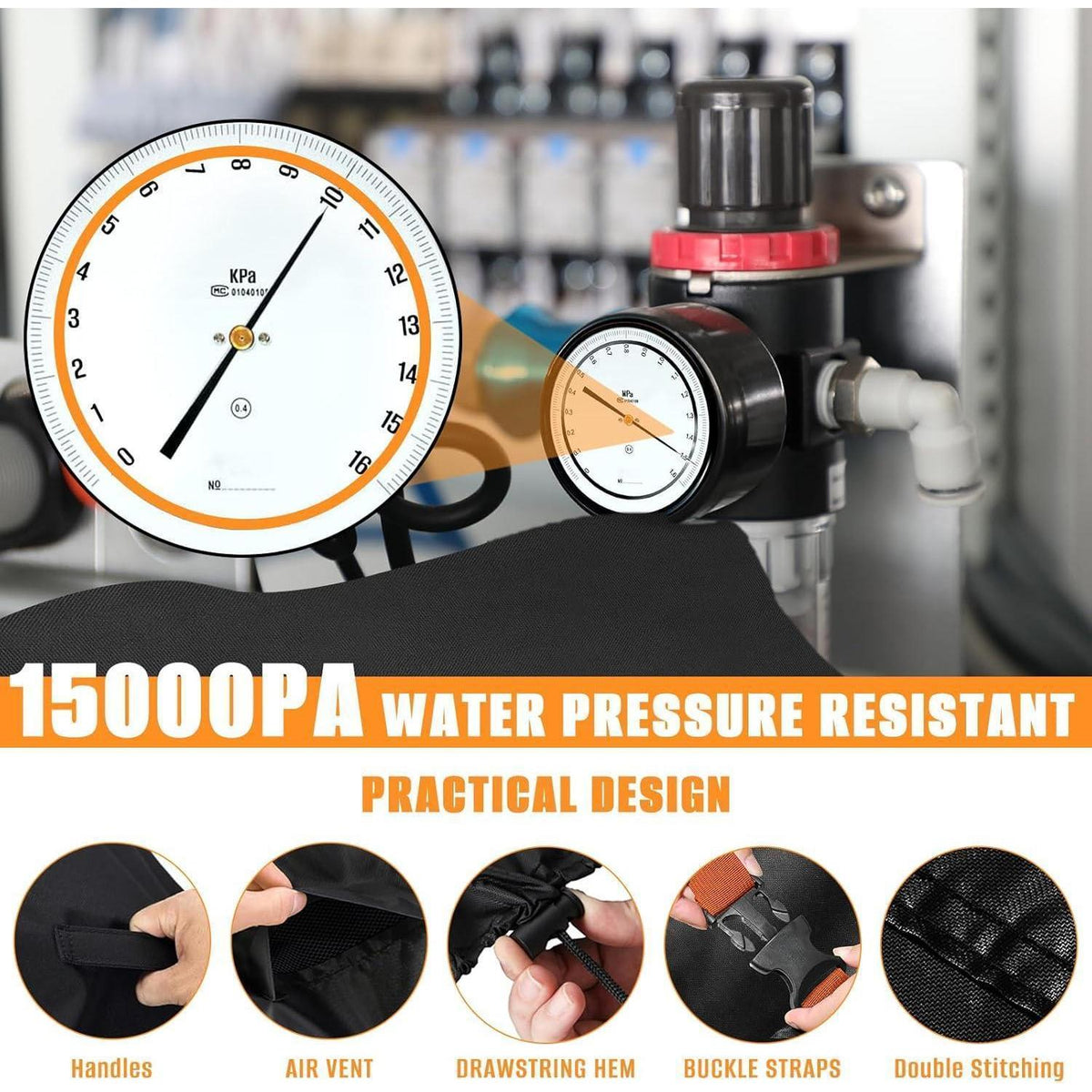 Wasserdichte Gartenmöbelabdeckung 200x150x74cm, 420D Oxford, winddicht