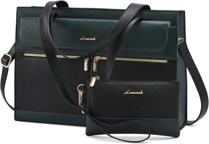 Laptop Handtasche Damen 15,6 Zoll PU Leder Crossbody Tote Bag