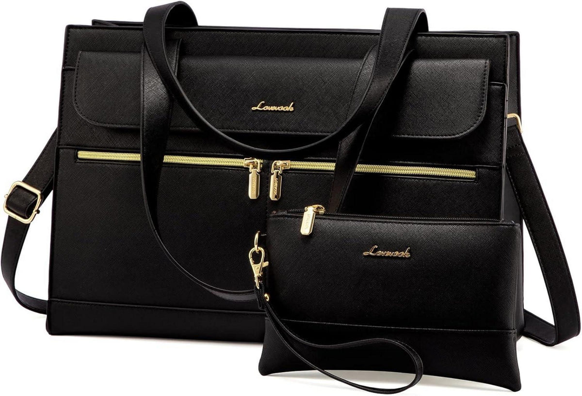 Große LOVEVOOK Laptop Handtasche Damen 17,3 Zoll Schwarz