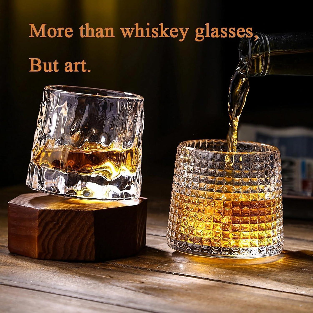 Kristall Whiskygläser 2er Set 160ml drehbar, bleifrei