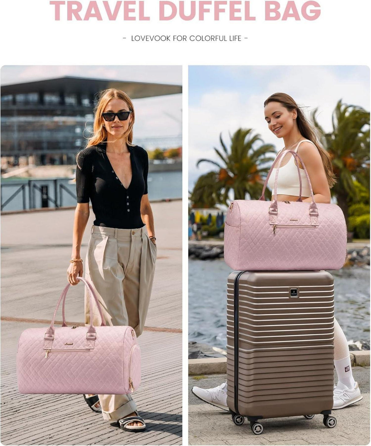 Reisetasche Damen 45L Weekender Sporttasche Handgepäck wasserdicht